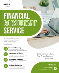 Green and White Simple Financial Consultant Services Instagram Post template