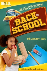 Green And Yellow Back To School Flyer Affiche template