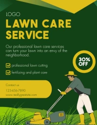 Green and Yellow Illustration Lawn Care  Post Flyer (US Letter) template