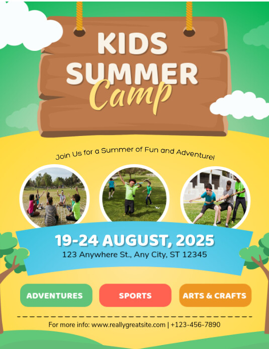 Copy of Green and Yellow Illustrative Kids Summer Camp Flyer | PosterMyWall