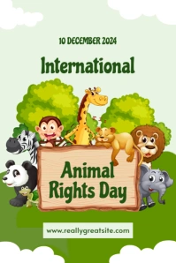 Green and Yellow International Animal Rights Day Poster template
