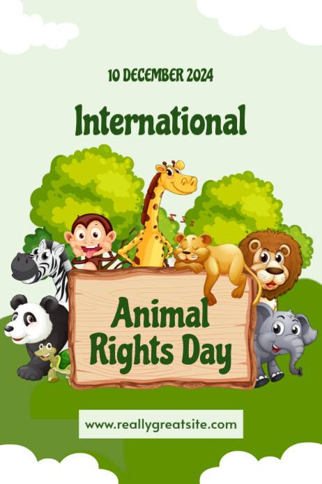 Green and Yellow International Animal Rights Day Poster Template ...