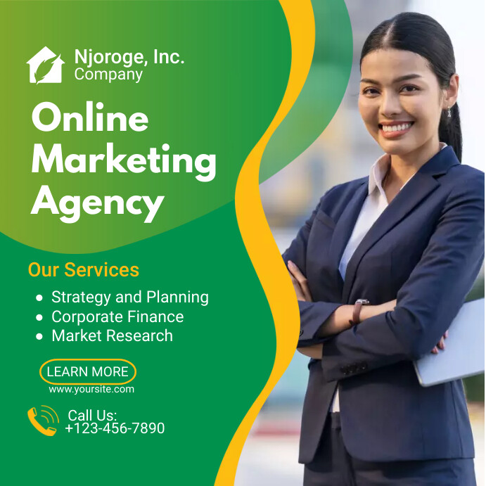 Green and Yellow Marketing Services Post Template | PosterMyWall