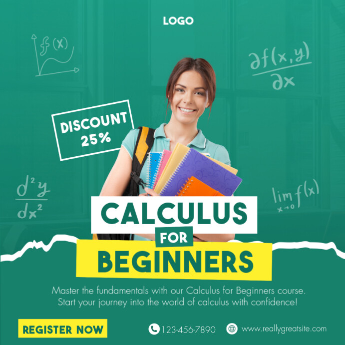 Green and Yellow Modern Math Course Instagram Post Template PosterMyWall