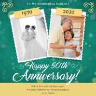 Green Anniversary Greetings Square Video Isikwele (1:1) template