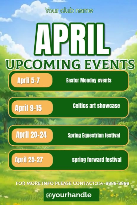 Green April Upcoming Events Week Pinterest Graphic Template | PosterMyWall