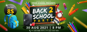 Green Back to School Party Facebook-Cover Template