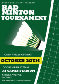 Green Badminton Tournament Flyer  A3 template