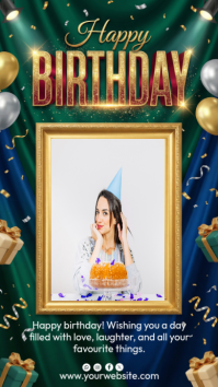 Green Birthday Celebration Instagram Story template