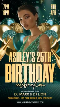 Green Birthday Flyer Instagram Story Video template