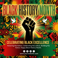 Green Black History Month Celebration Square template