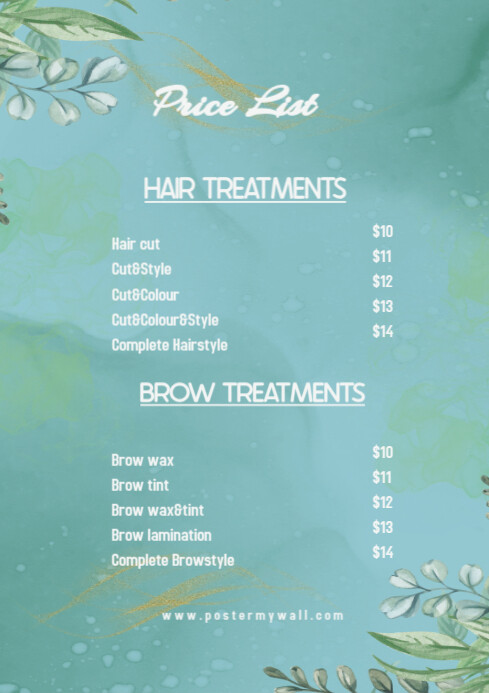 Green Blue List-based Price List  A4 template
