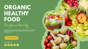 Green bold healthy food social media ads Ekran reklamowy (16:9) template