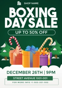 Green Boxing Day Sale  A3 template