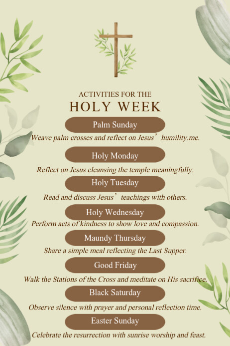 Holy Week Postre Green Brown Creative Holy Week Poster Template | PosterMyWall