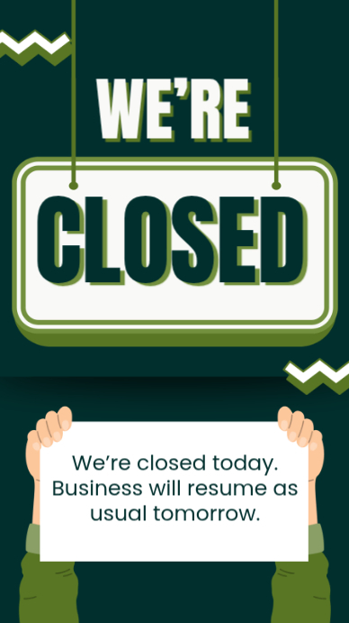 Green Business Closure Announcement Instagram Story 2026 Template ...