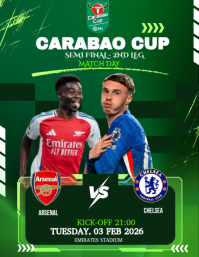 Green Carabao Cup Match Day Flyer Pamflet (Letter AS) template