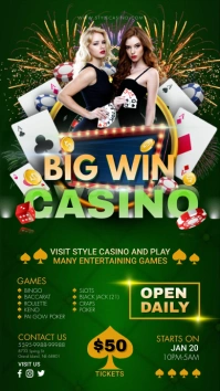 Green Casino Opening Digital Display Цифровой дисплей (9 : 16) template