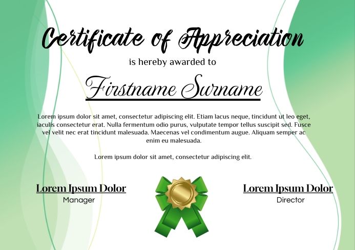 GREEN CERTIFICATE A4 template