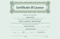 Green Certificate of Minister License Templat Poster template