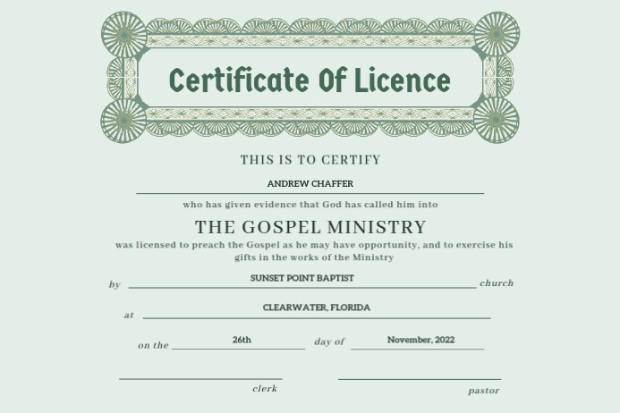 Free Printable License To Preach Certificate Free Printable License To Preach Certificate