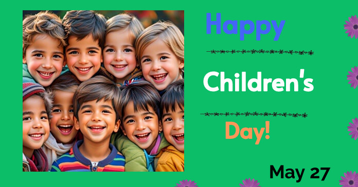 Green  Children's Day Facebook Shared Image template
