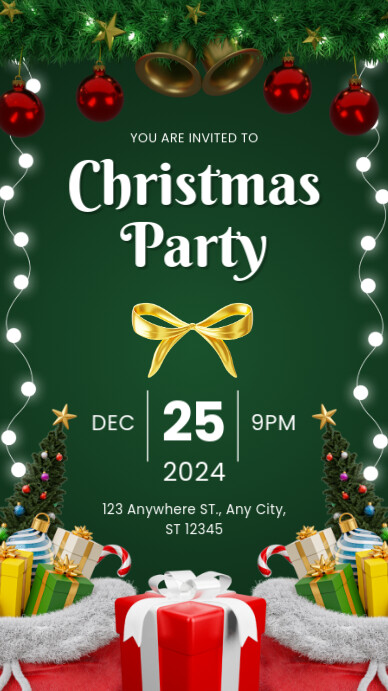 Green Christmas Party Instagram Story Template | PosterMyWall