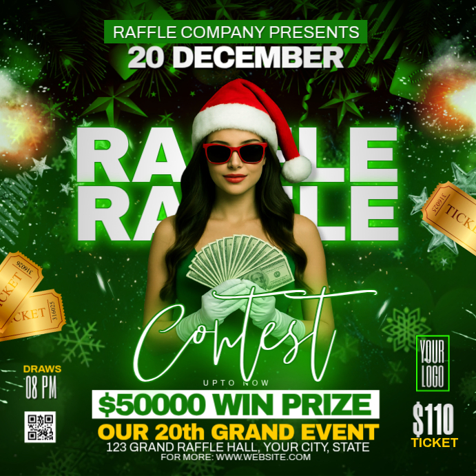 Copy of Green Christmas Raffle Contest Instagram Post | PosterMyWall