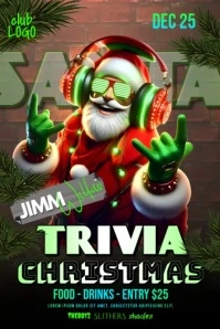 Green Christmas Trivia Poster template