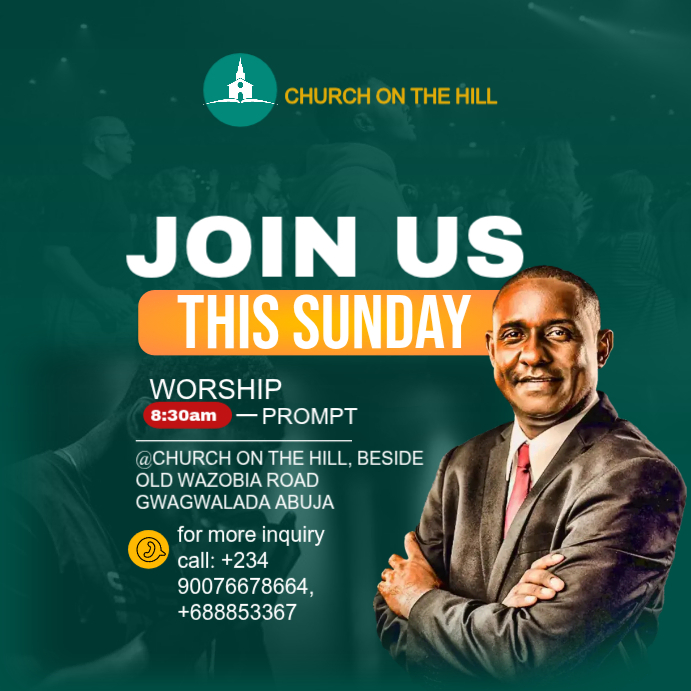 Plantilla de Green Church Service Invitation Instagram Post | PosterMyWall
