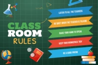 Green Classroom Rules Landscape Poster template