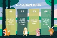 Green Classroom Rules Landscape Poster template