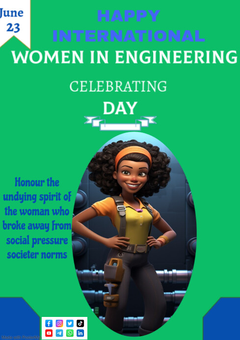 Green Collage Happy International Women In Engineering Day A4 template