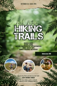 Green Collage Hiking Trails Poster template