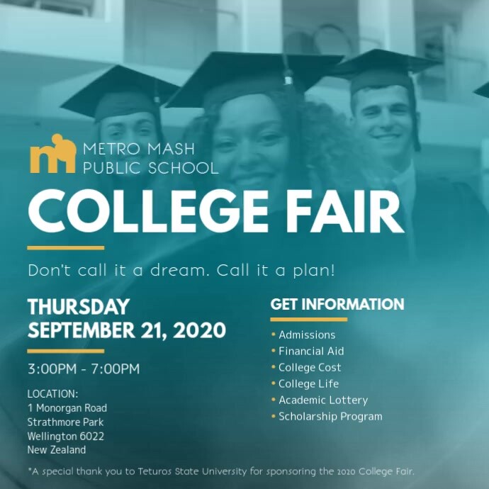 Green College Fair Ad Square Video Template Postermywall