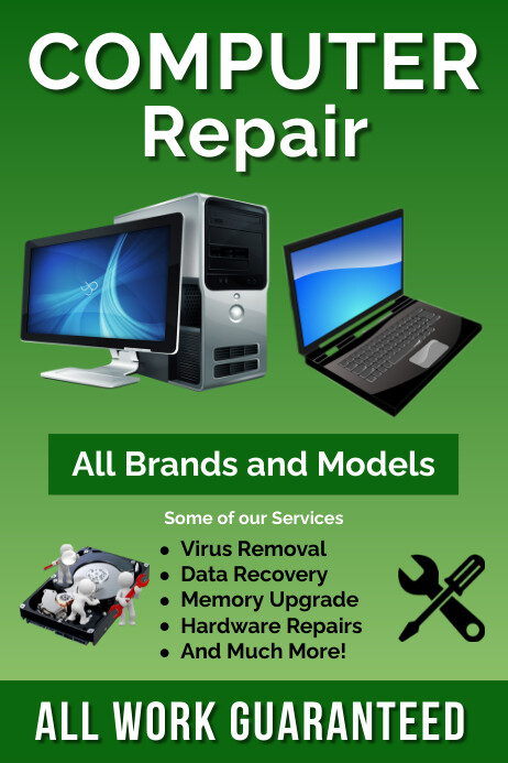 Copy of Green Computer Repair Advertising Poster | PosterMyWall
