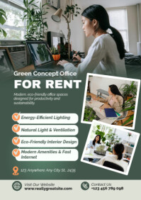 Turquoise Office Space Rental A2 Template