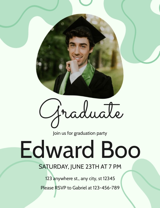 Green Creative Graduation Party Invitation Template | PosterMyWall