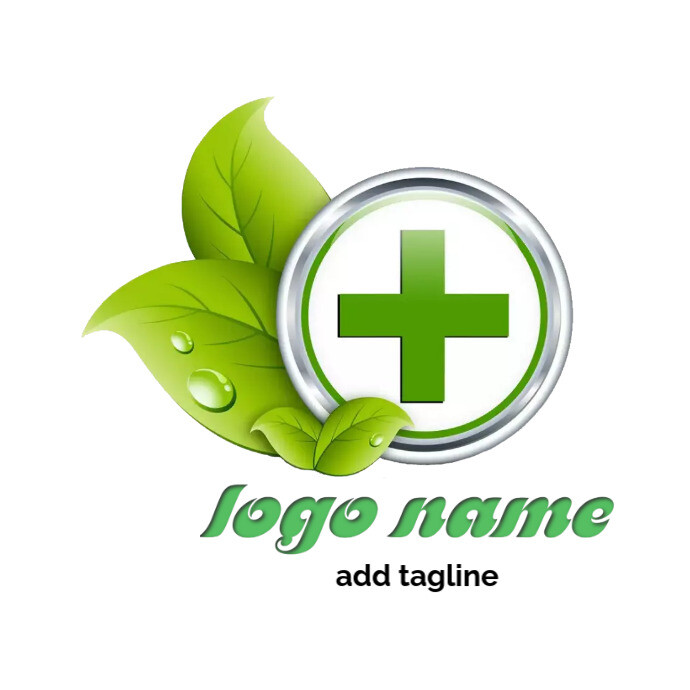 green cross with leaf logo, Health Care Medic template