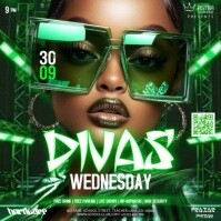 green diva diva's night club lounge party template Persegi (1:1)