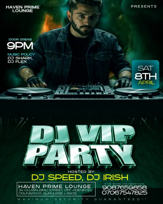 Green Dj Vip Club Night Instagram Portrait Template | PosterMyWall