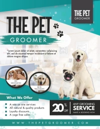 Green Dog Grooming Flyer Design template