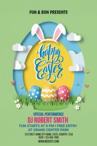 Green Easter Egg Hunt Party Poster template