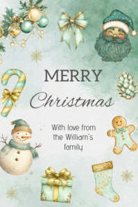 green Editable Christmas Favor Tags Holiday Gift Tags Banner 4' × 6' template