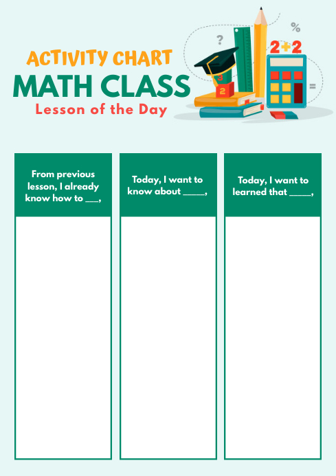 Green Elementary Mathematics Worksheet Template | PosterMyWall