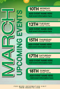 Green Event Schedule | March upcoming event schedule Poster Video template