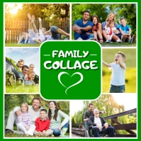 Green Family Collage Template Persegi (1:1)