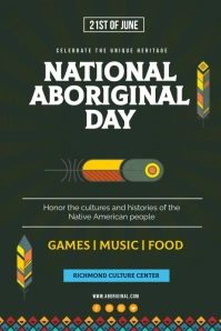Green Feathers National Aboriginal Day A4 Tem Poster template
