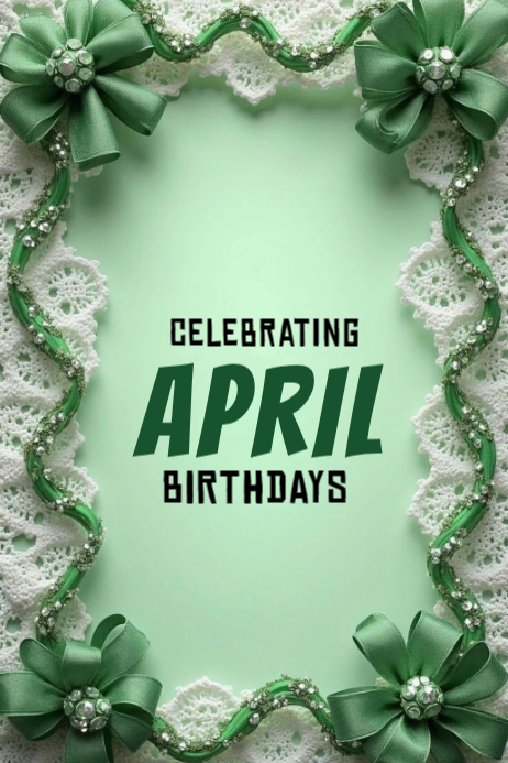 Green Floral April Birthdays Banner 4' × 6' Template | PosterMyWall