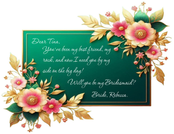 Green Floral Bridesmaid Proposal Card/Invitation Template 传单(美国信函)